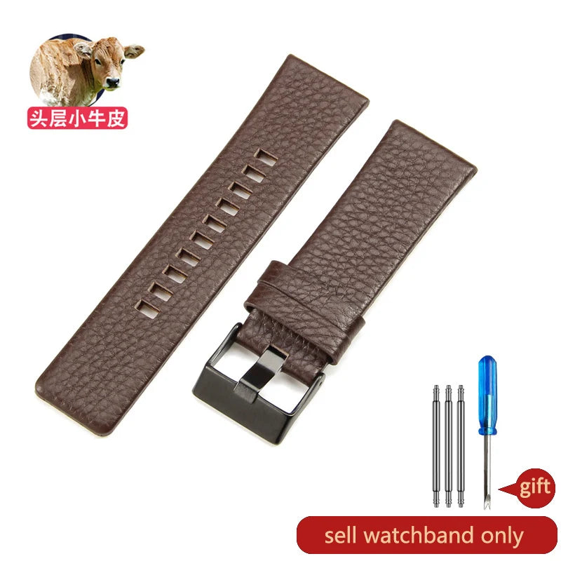 Cow Leather Watch Strap for Diesel Dz4323 1657 4318 DZ7312 DZ7257 Watchband 24 26 28 30mm Watch Bracelet Belt Black Brown White