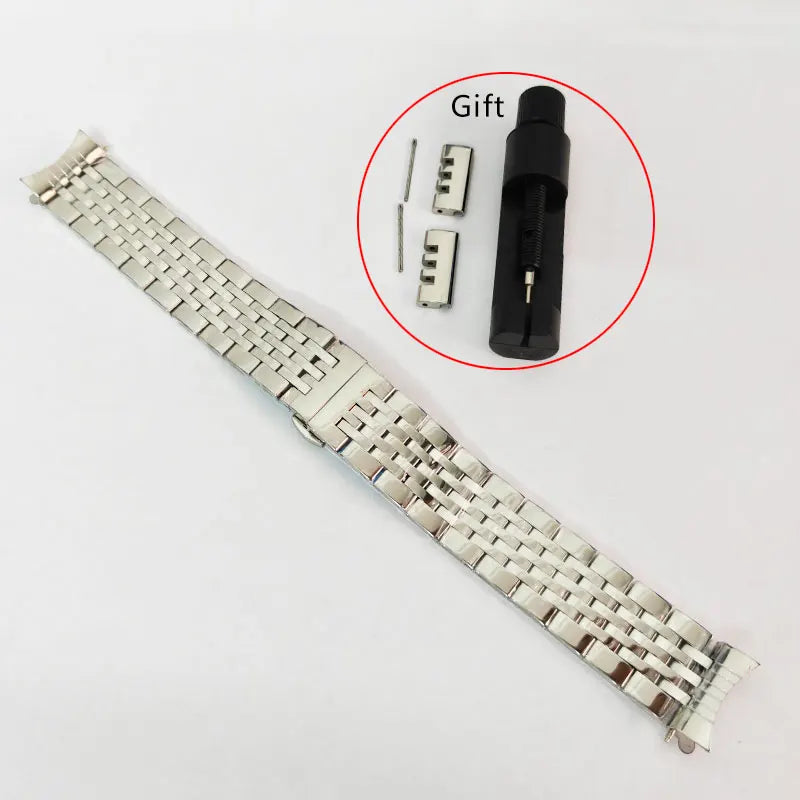 19mm Solid Stainless Steel WatchBand For TISSOT Strap Butterfly Buckle 304L Metal Wrist Traditional Watch Curved End Accessories