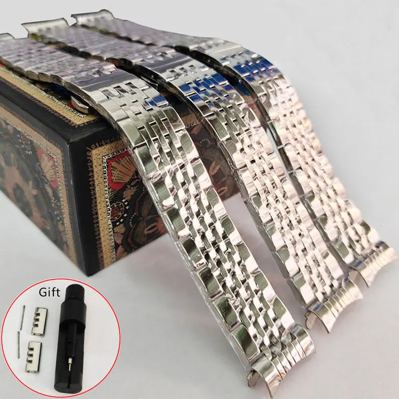 19mm Solid Stainless Steel WatchBand For TISSOT Strap Butterfly Buckle 304L Metal Wrist Traditional Watch Curved End Accessories