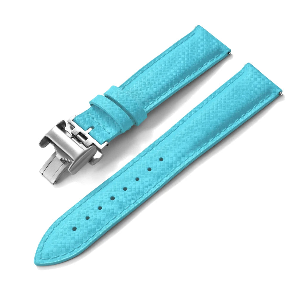 Unisex 18/19/20/22mm Quick Release Watch Bands Tropical Pattern FKM Rubber and Leather Waterproof  Sailcloth Signature Strap
