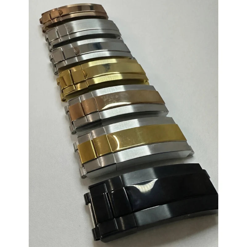 High-Grade Gildelock Watch Buckle - Silver Solid Stainless Steel Adjustable Deployment Clasp for Rolex GMT/Submariner 9x9mm