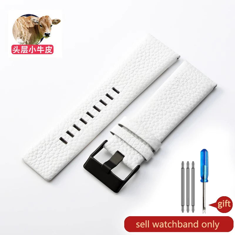 Cow Leather Watch Strap for Diesel Dz4323 1657 4318 DZ7312 DZ7257 Watchband 24 26 28 30mm Watch Bracelet Belt Black Brown White