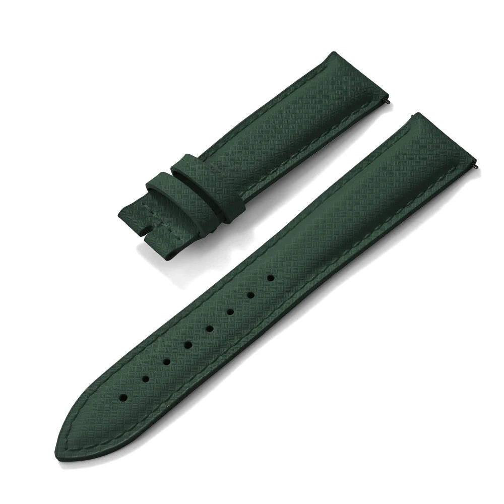 Unisex 18/19/20/22mm Quick Release Watch Bands Tropical Pattern FKM Rubber and Leather Waterproof  Sailcloth Signature Strap