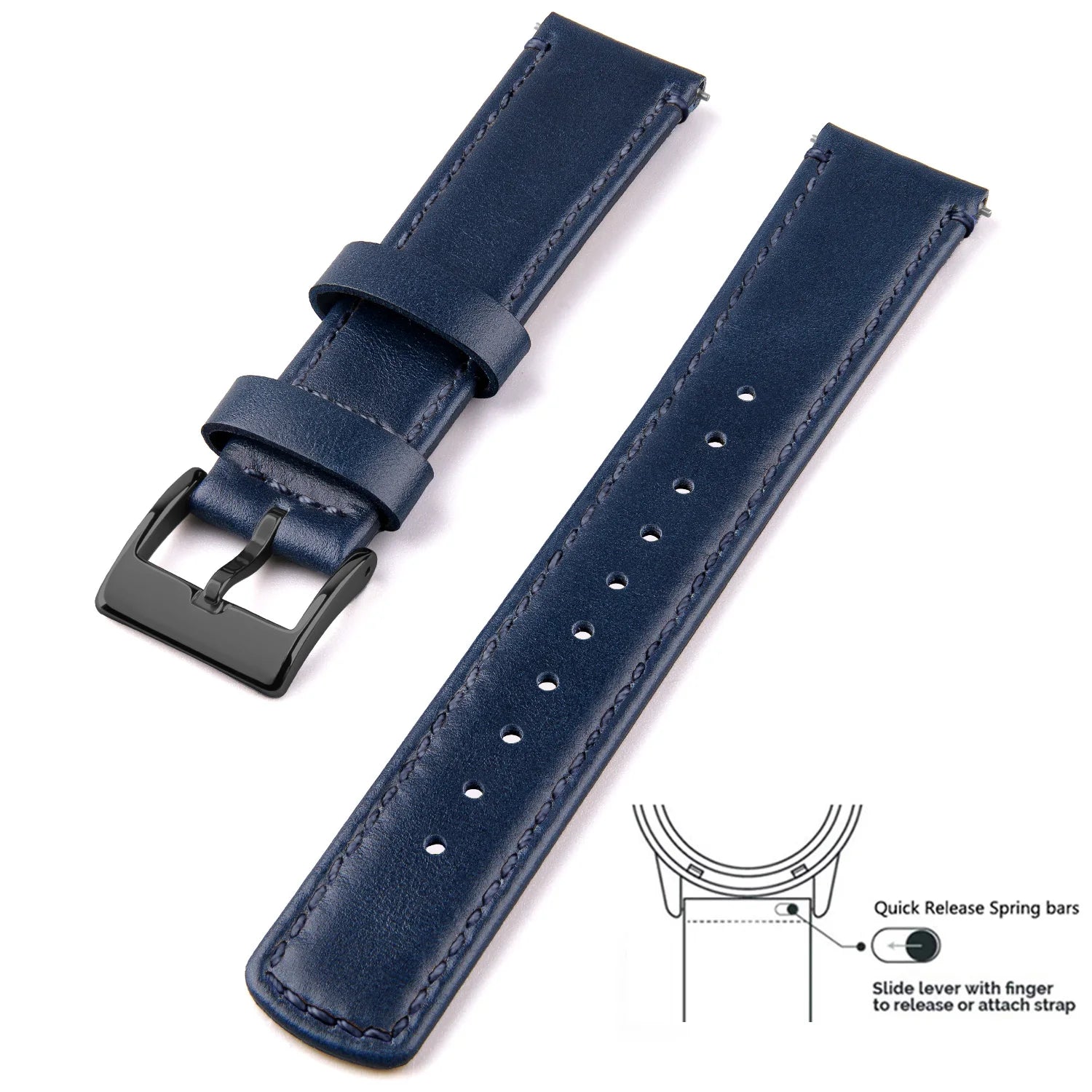 Top Grain Genuine Leather Watch Band, Quick Release 20mm/22mm Watch Strap,  Fits Samsung Galaxy Watch, Men and Women Watch band