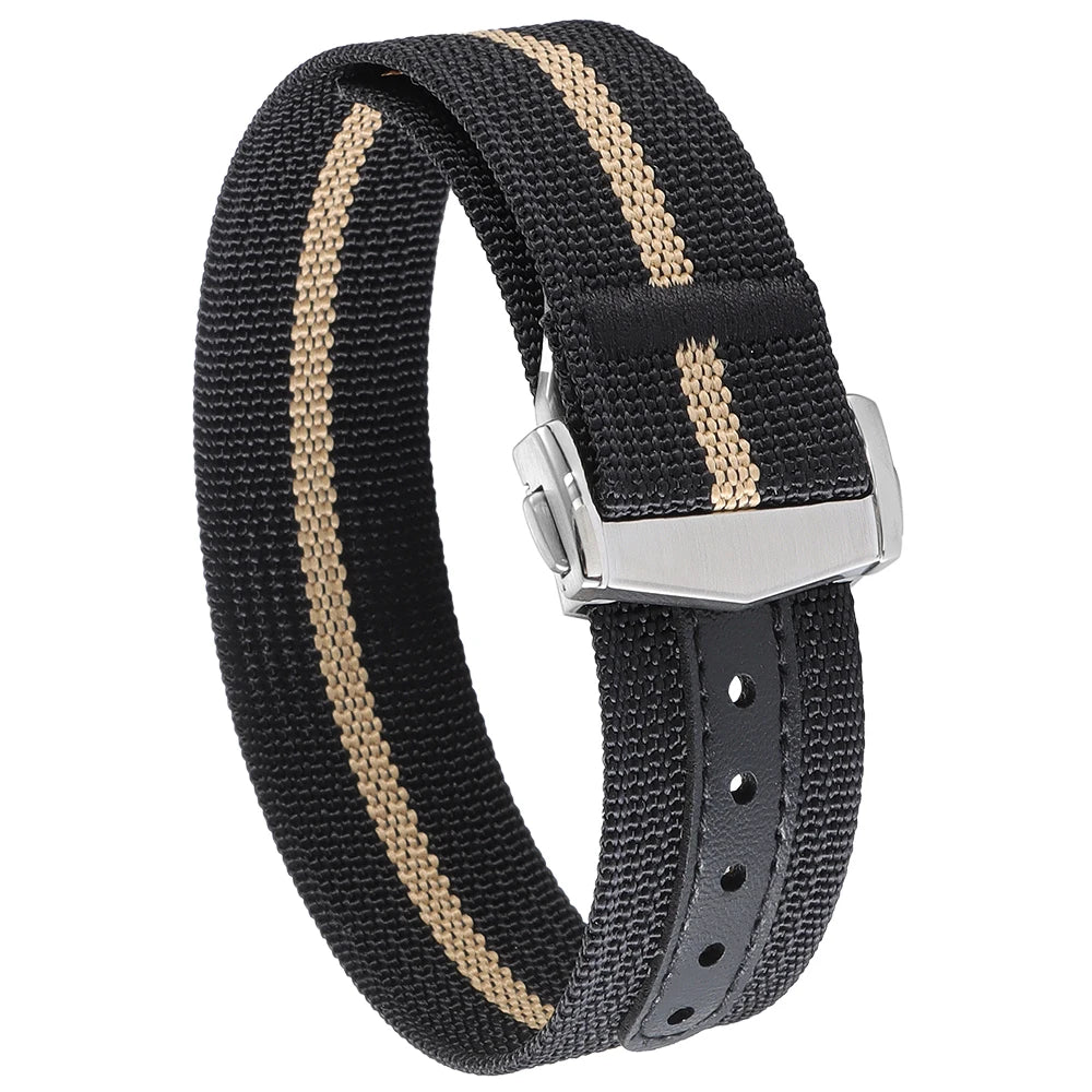Premium Ribbed Nylon Watch Bands Deployant Clasp 20mm 22mm Watch Strap for Omega for Swatch MoonSwatch Watch Men Sport Wristband