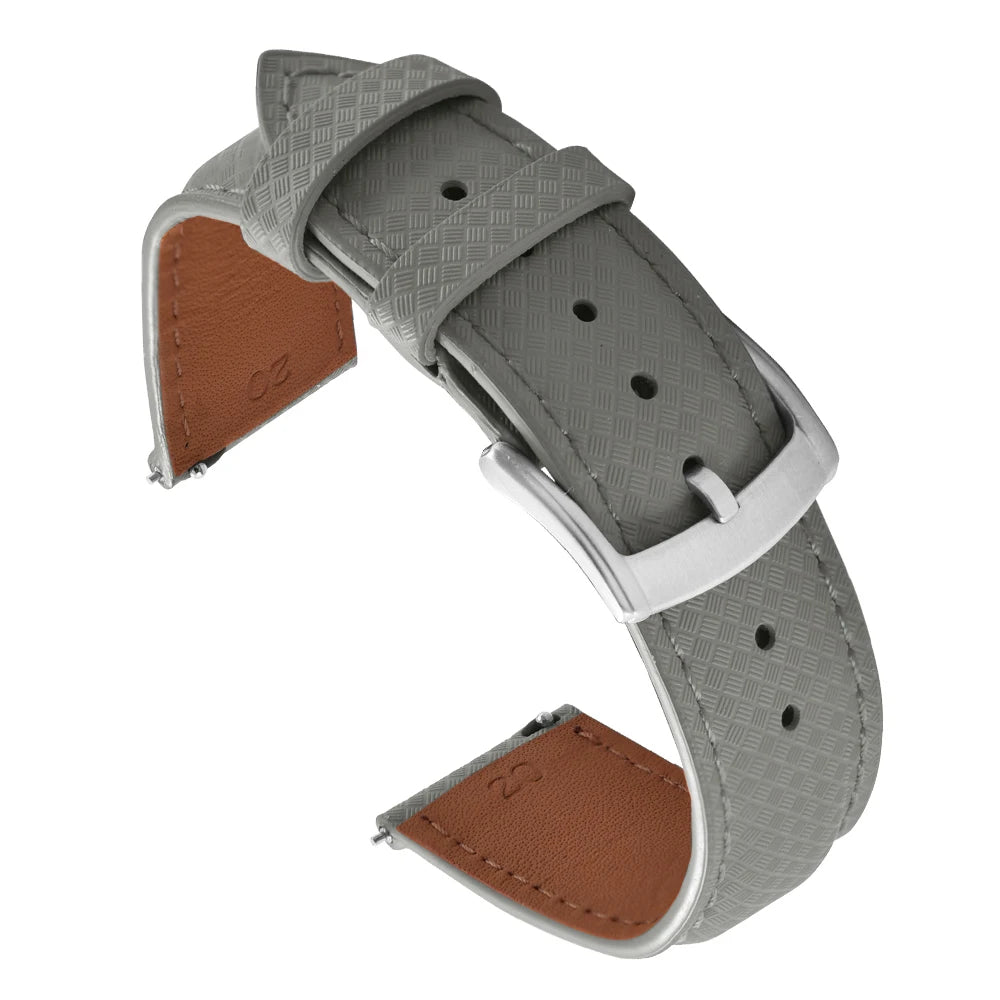 Unisex 18/19/20/22mm Quick Release Watch Bands Tropical Pattern FKM Rubber and Leather Waterproof  Sailcloth Signature Strap