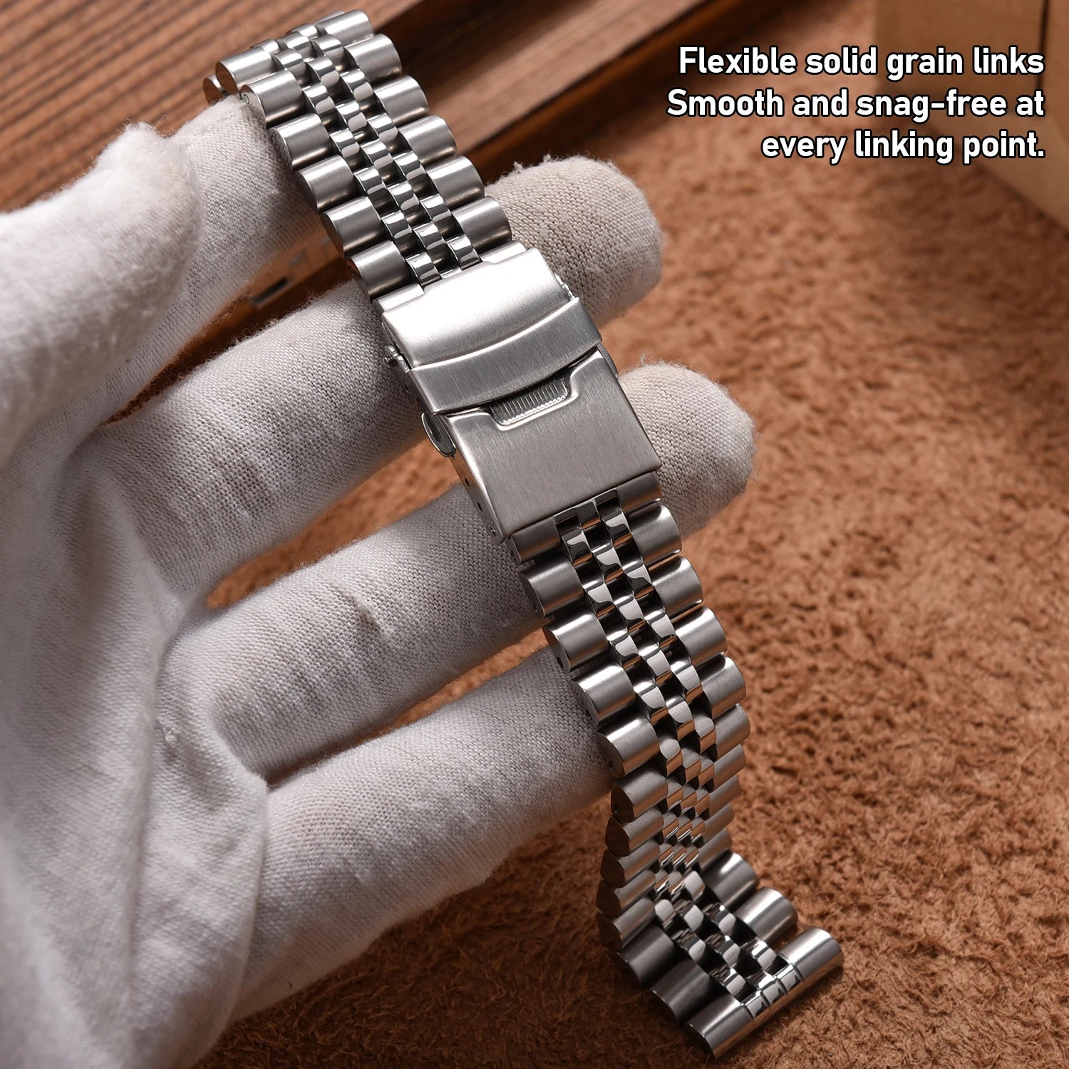 High Quality Full Solid Stainless Steel Watch Band - 20mm 22mm Flat Interface Metal Strap with Folding Buckle For Jubilee Men Wo