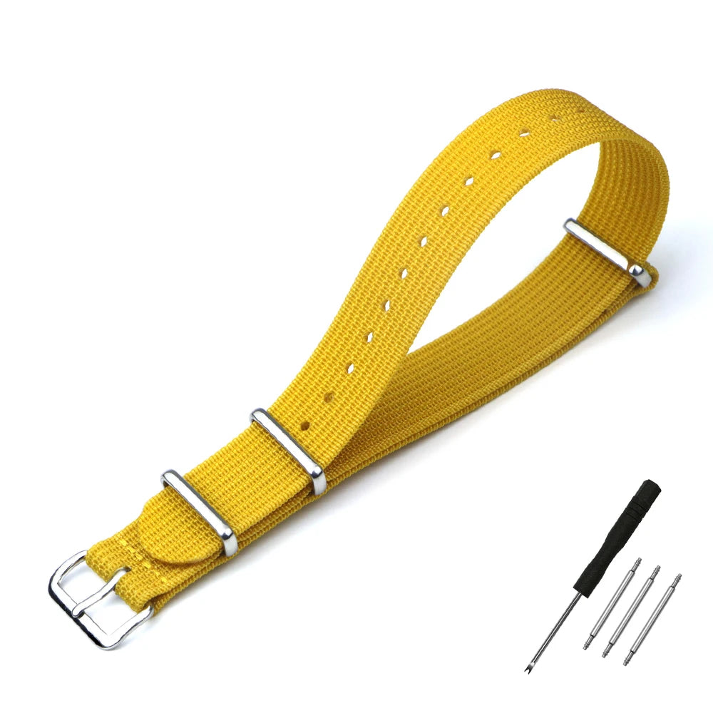 Nylon Watch Band Ribbed Strap 16mm 18mm 19mm 20mm 22mm 24mm Military Ballistic Fabric Replacement Premium Watchband Accessories