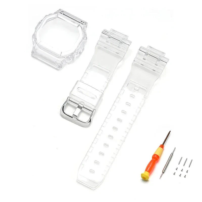 Transparent Rubber Strap Bezel for Casio G-SHOCK G-5600 DW5600 GW-M5610 TPU Sport Waterproof Replace Watch Band Protective Case