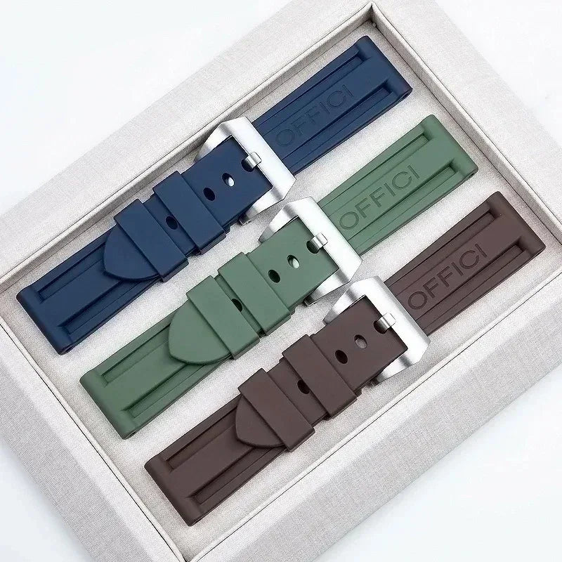 2025 Quality Fluororubber Soft FKM Rubber Watch Band For Panerai Strap Accessories PAM111 441 Watchbands 22/24mm With Clasp New