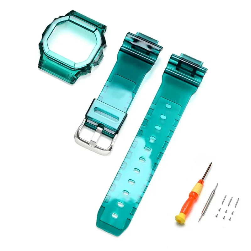 Transparent Rubber Strap Bezel for Casio G-SHOCK G-5600 DW5600 GW-M5610 TPU Sport Waterproof Replace Watch Band Protective Case