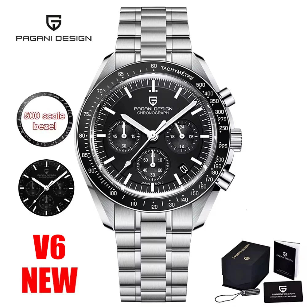 2025 New PAGANI DESIGN V5 Moon Men's Watches Top Luxury Quartz Watch For Men Chronograph Waterproof Sport Stainless Steel Clock