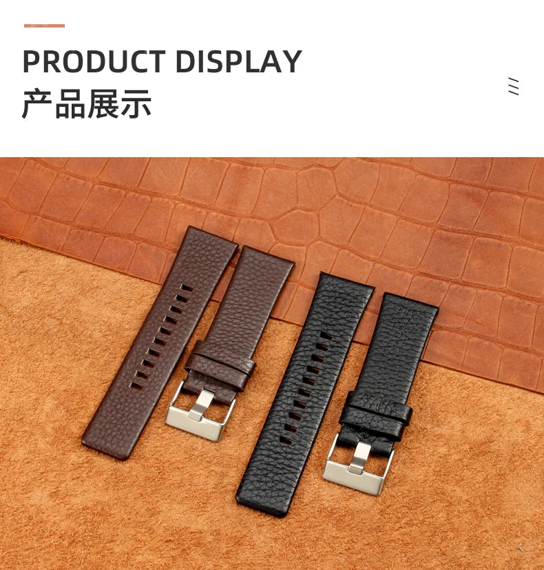 Cow Leather Watch Strap for Diesel Dz4323 1657 4318 DZ7312 DZ7257 Watchband 24 26 28 30mm Watch Bracelet Belt Black Brown White