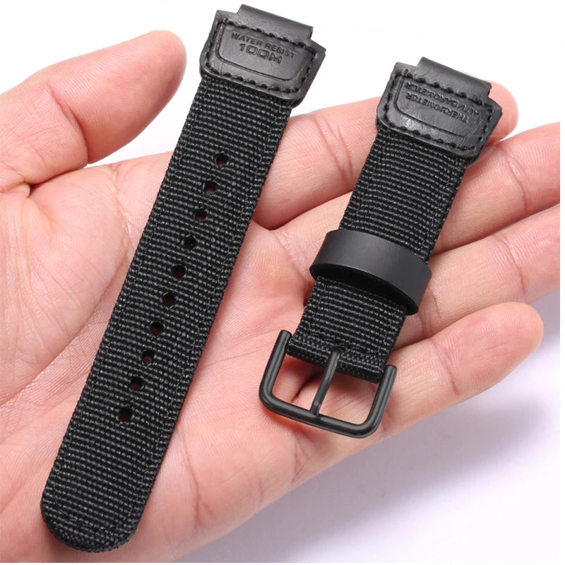 16mm Nylon Leather Strap Suitable for Casio DW5600 GA110 GA2100 AWG-M100 GA-700 Men's Outdoor Sports Watch Band Accessories