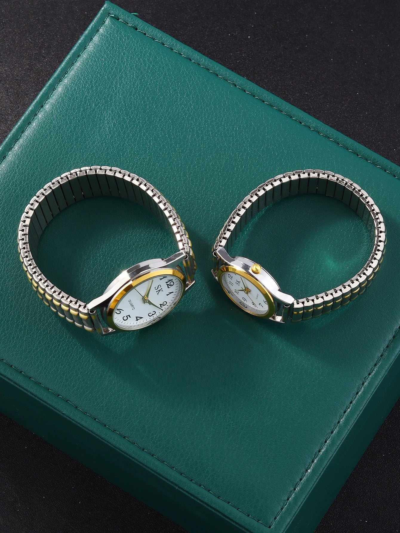 2 Elegant retro elastic quartz watches Classic Business fashion analog watches a gift for loved ones