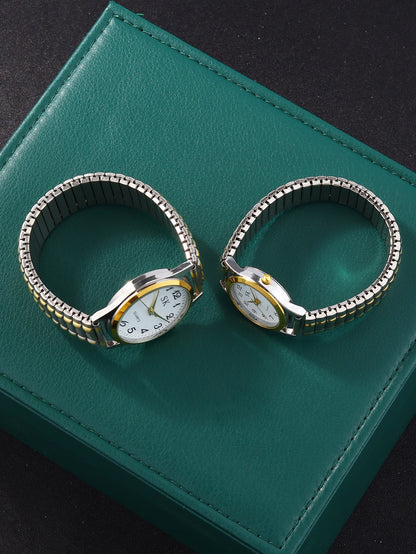 2 Elegant retro elastic quartz watches Classic Business fashion analog watches a gift for loved ones