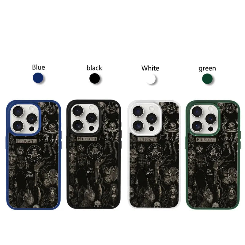 Dark Witchcraft Hekate Skull Phone Case for iPhone 16 15 14 13 12 11 Plus Pro Max Artistic Minimalist Style