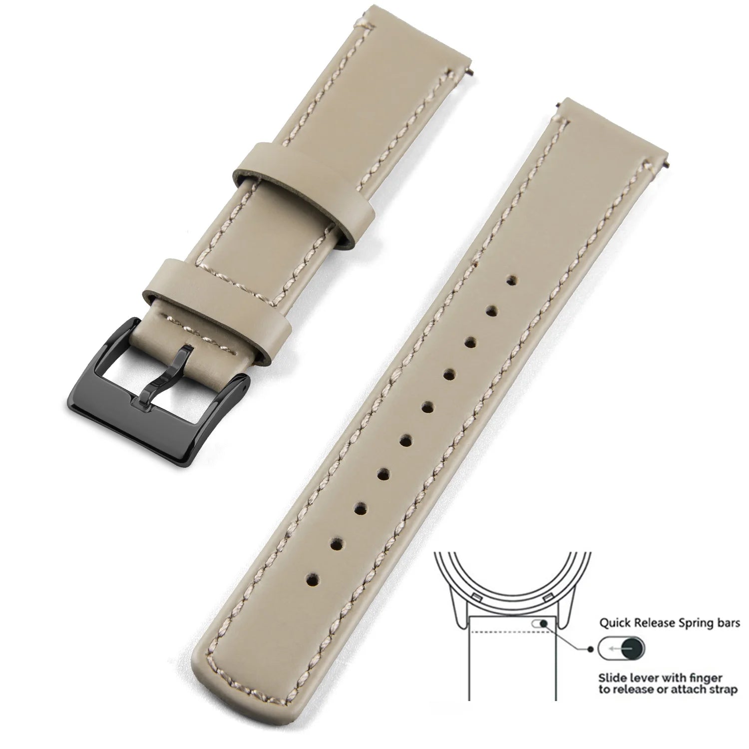 Top Grain Genuine Leather Watch Band, Quick Release 20mm/22mm Watch Strap,  Fits Samsung Galaxy Watch, Men and Women Watch band