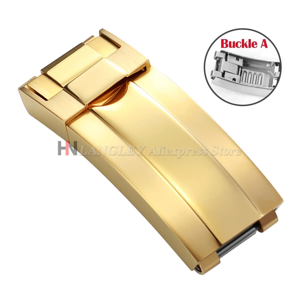 9mmx16mm Stainless Steel Double Safety Fold Watch Buckle for Rolex Submariner Oysterflex Daytona GMT Watch Band Clasps 9mmx9mm