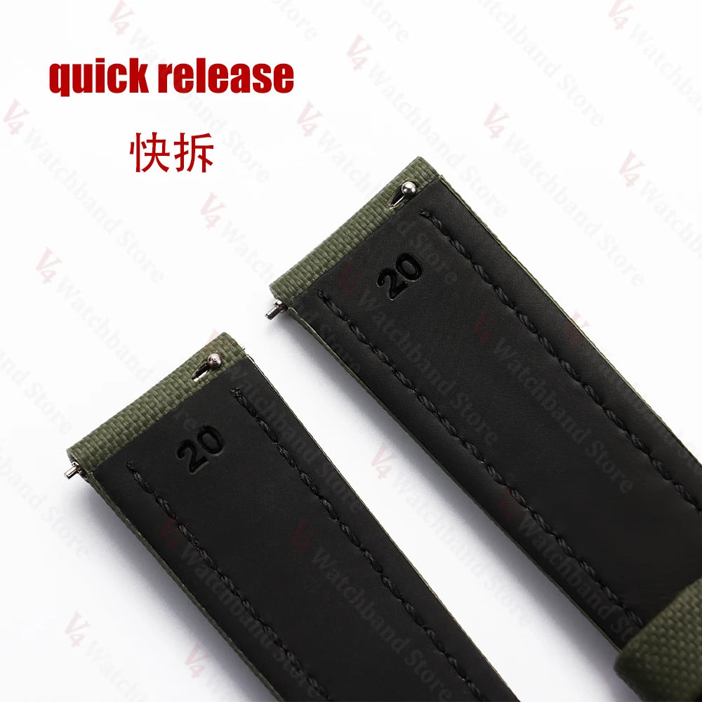 For Omega for Seiko Business Sailcloth Watch Strap 18/19/20/21/22mm Butterfly Buckle Waterproof MenWomen Quick Release Watchband