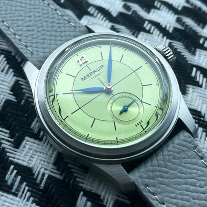 The New MERKUR Cross Line Sector Dial Green Retro Casual Watch for Men Business Series Manual Chorded Watch Relogio Metal