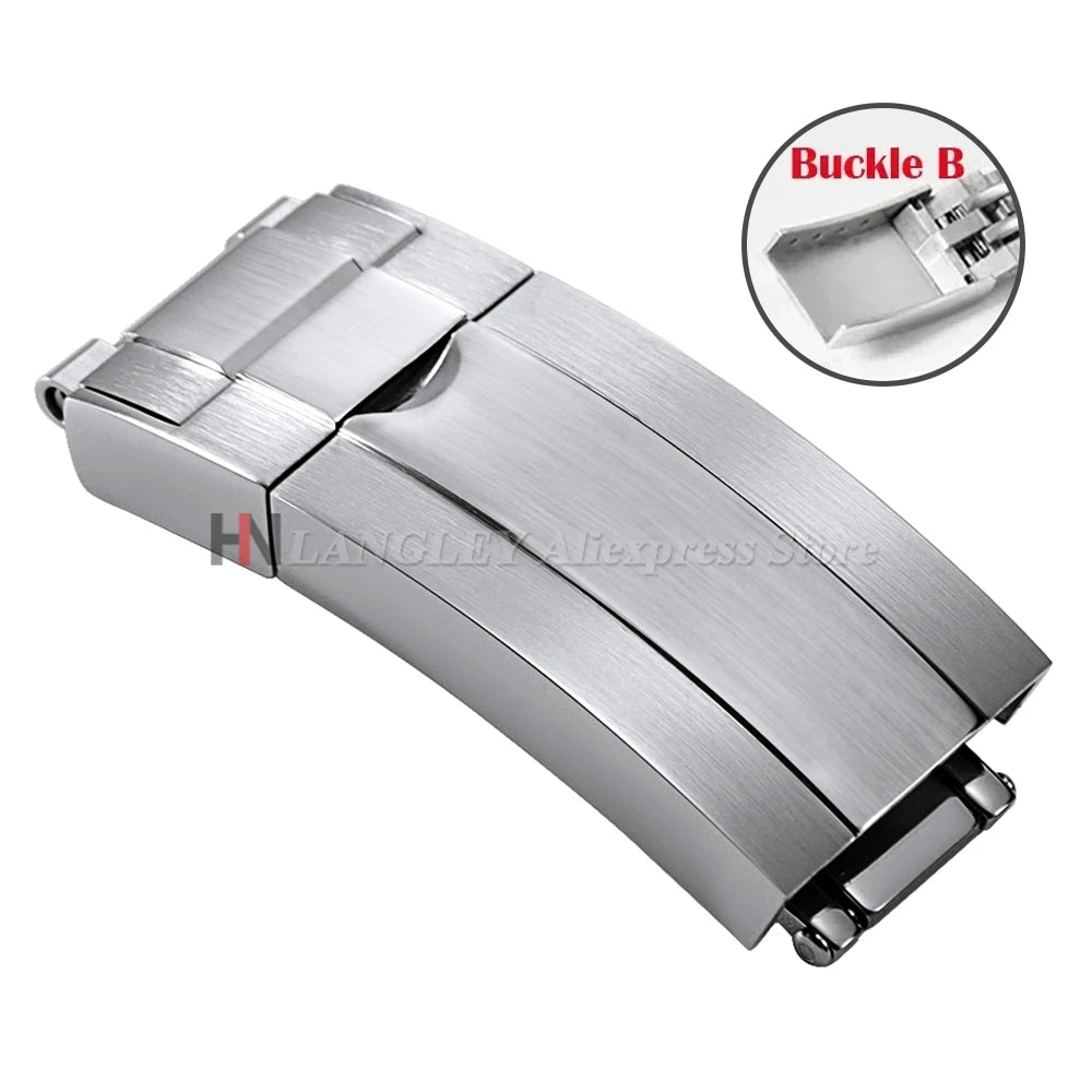9mmx16mm Stainless Steel Double Safety Fold Watch Buckle for Rolex Submariner Oysterflex Daytona GMT Watch Band Clasps 9mmx9mm