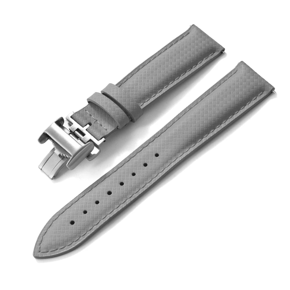 Unisex 18/19/20/22mm Quick Release Watch Bands Tropical Pattern FKM Rubber and Leather Waterproof  Sailcloth Signature Strap