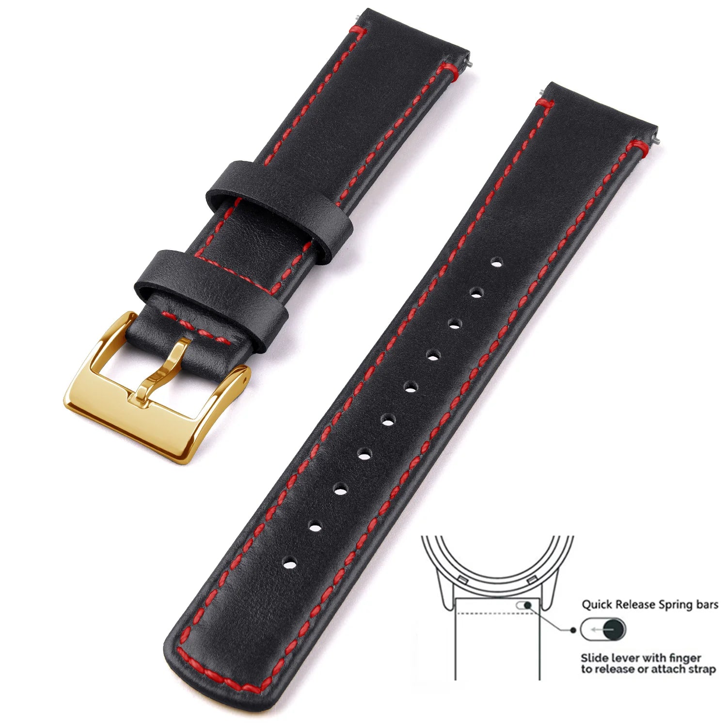 Top Grain Genuine Leather Watch Band, Quick Release 20mm/22mm Watch Strap,  Fits Samsung Galaxy Watch, Men and Women Watch band