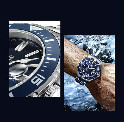 Seagull Ocean Series Stainless Steel Watch Men Business Watch Automatic Mechanical Watch 20Bar Waterproof Diving Diver Watch 523