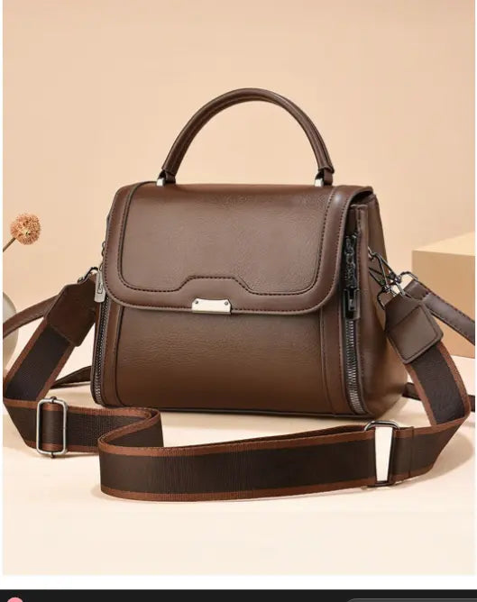 Hoor Luxury Cowhide Structured Handheld Bag With Detachable Sling Strap