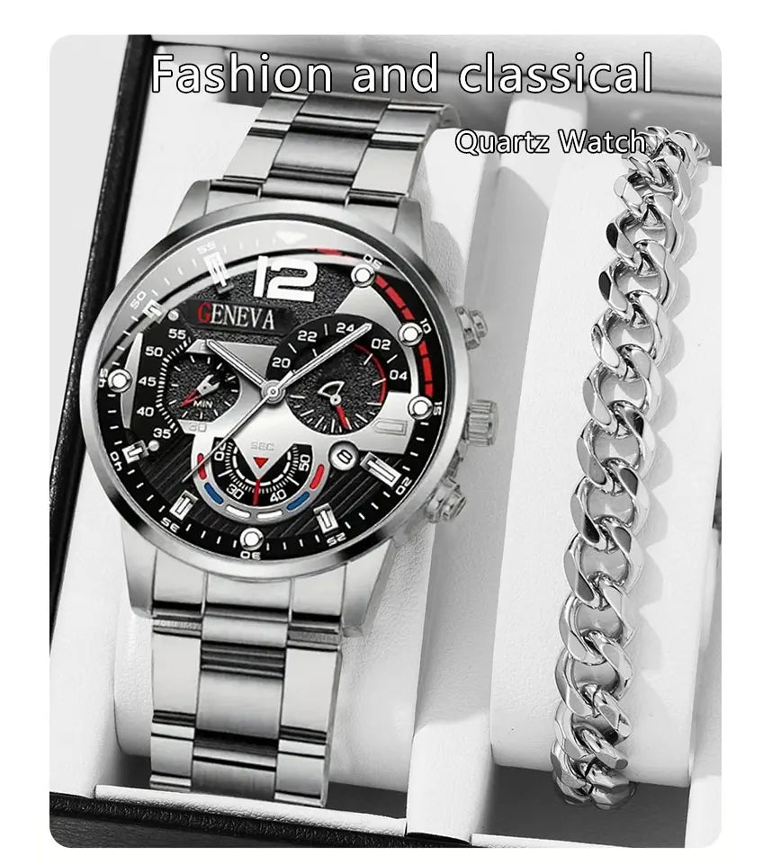 New Hot Watches Fashion Men Stainless Steel Watch Luxury Calendar Quartz Wristwatch Business Watches Man Clock Relogio Masculino