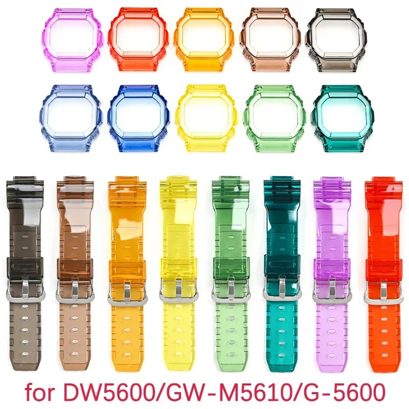 Transparent Rubber Strap Bezel for Casio G-SHOCK G-5600 DW5600 GW-M5610 TPU Sport Waterproof Replace Watch Band Protective Case