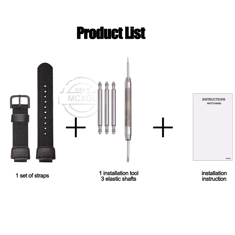 16mm Nylon Leather Strap Suitable for Casio DW5600 GA110 GA2100 AWG-M100 GA-700 Men's Outdoor Sports Watch Band Accessories