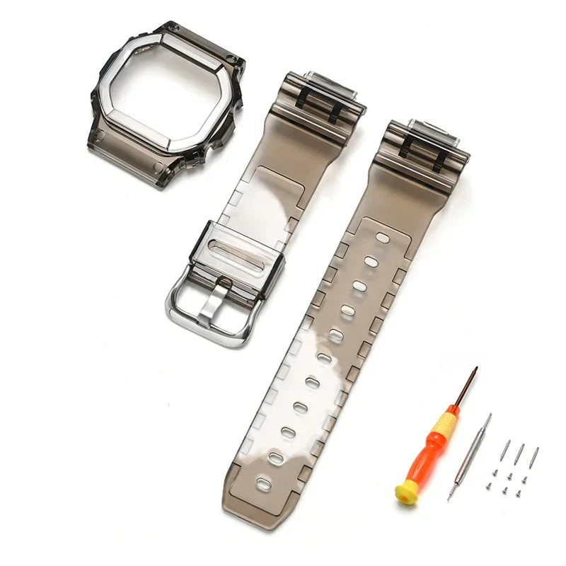 Transparent Rubber Strap Bezel for Casio G-SHOCK G-5600 DW5600 GW-M5610 TPU Sport Waterproof Replace Watch Band Protective Case