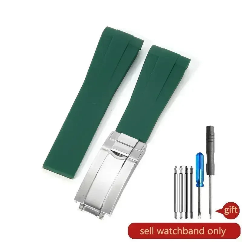 For Rolex Silicone Watch Accessories Original GMT Black Submariner Green Submariner Curved Interface Watch Strap 20 21mm