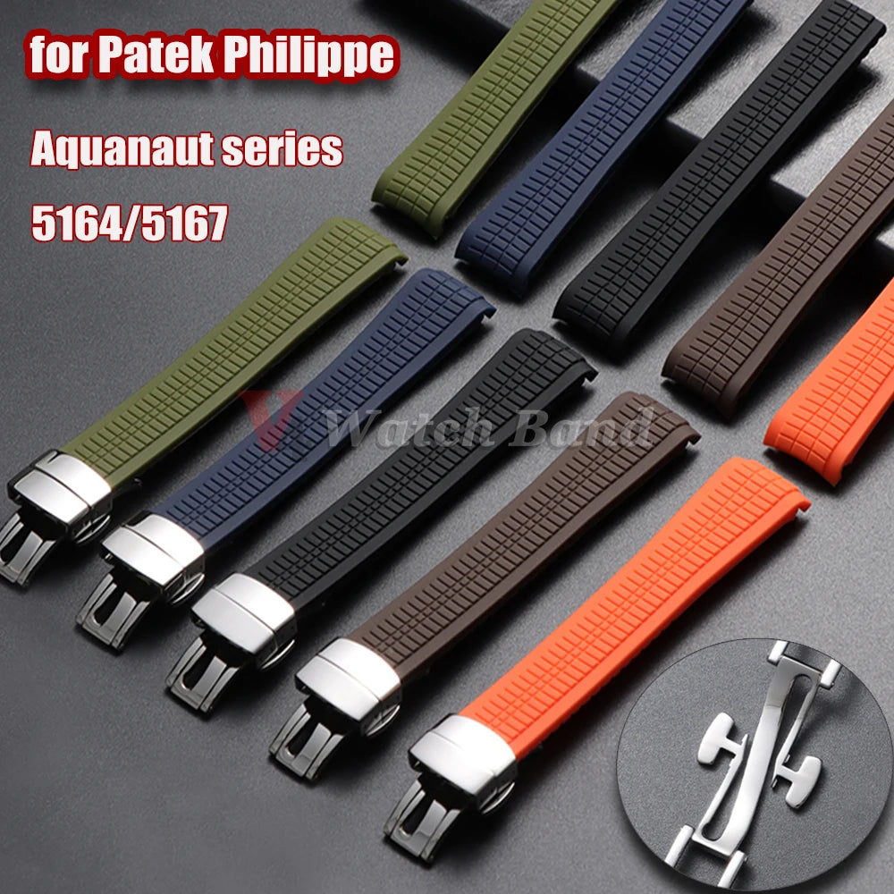 21mm Watch Strap for Patek Philippe Aquanaut Series 5164/5167 Waterproof Anti-Dust Rubber Watchband Silicone Bracelet SteelClasp