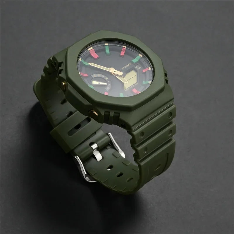 Resin Watch Strap Case Bezel for Casio G-SHOCK GA-2100 GA-2110 Men Sport Waterproof Rubber Watch Band Modifying Kit with tools