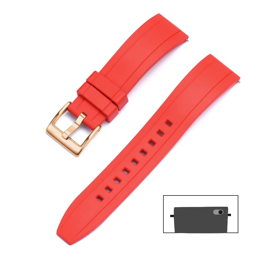Premium Grade Vulcanized FKM Rubber Watch Strap 18mm 19mm 20mm 21mm 22mm 23mm 24mm Quick Release Watchbands