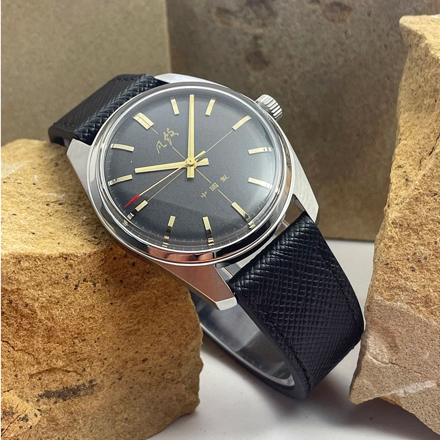 Merkur Watches Vintages CLASSIC CROSS LINE DIAL Original Design Handwind Mechanical Watch for Men Rose Gold Relogio Masculino