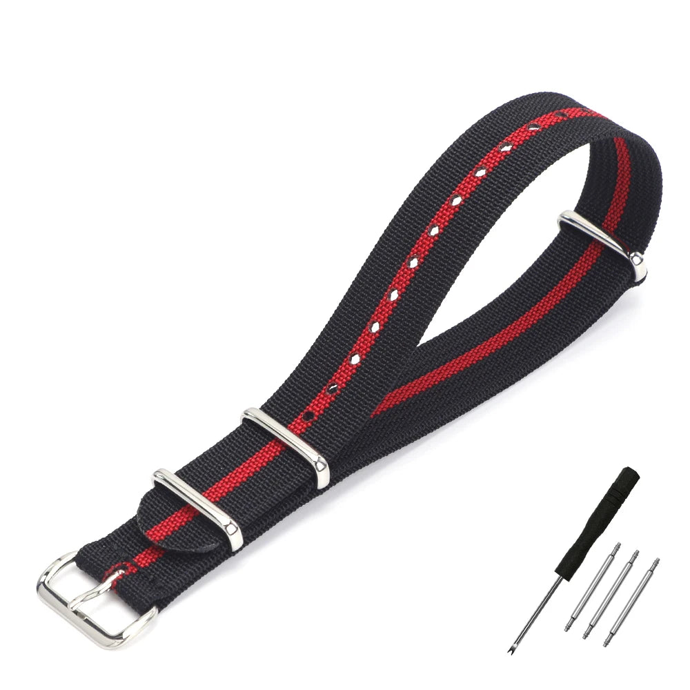 Nylon Watch Band Ribbed Strap 16mm 18mm 19mm 20mm 22mm 24mm Military Ballistic Fabric Replacement Premium Watchband Accessories