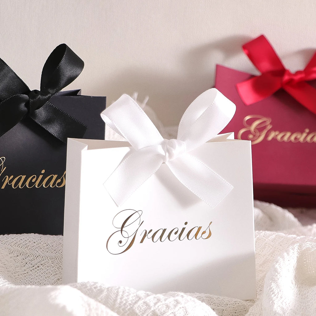 Elegant 5-Piece Gift Box Set With“Gracias” Design and Ribbon - Perfect for Storing Snacks, Candies and Small Gifts - Perfect Fo