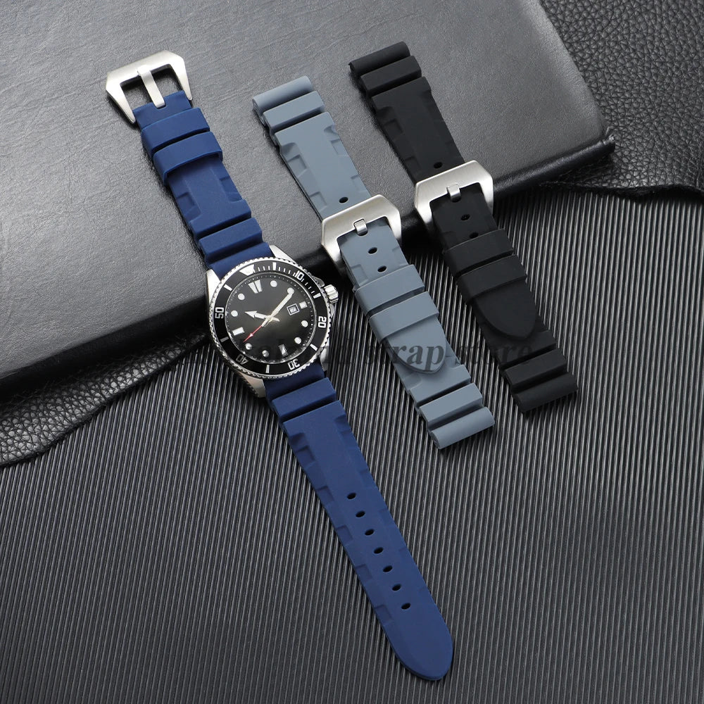 22mm 24mm 26mm For Panerai Silicone Strap for SUBMERSIBLE PAM441/351/111 Rubber Waterproof Watchband Bracelet Soft Sport Bands
