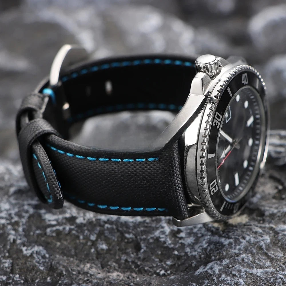 Genuine Sailcloth 20mm 22mm 24mm 26mm Watch Band Premium Sailcloth Strap Waterproof Soft Nylon Quick Release Bracelet Wristbelt