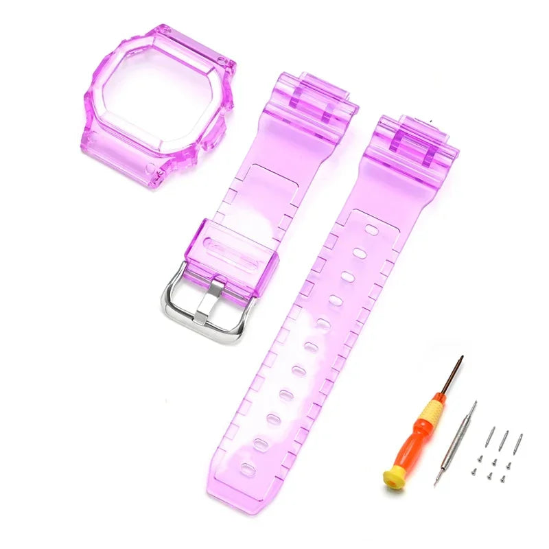 Transparent Rubber Strap Bezel for Casio G-SHOCK G-5600 DW5600 GW-M5610 TPU Sport Waterproof Replace Watch Band Protective Case