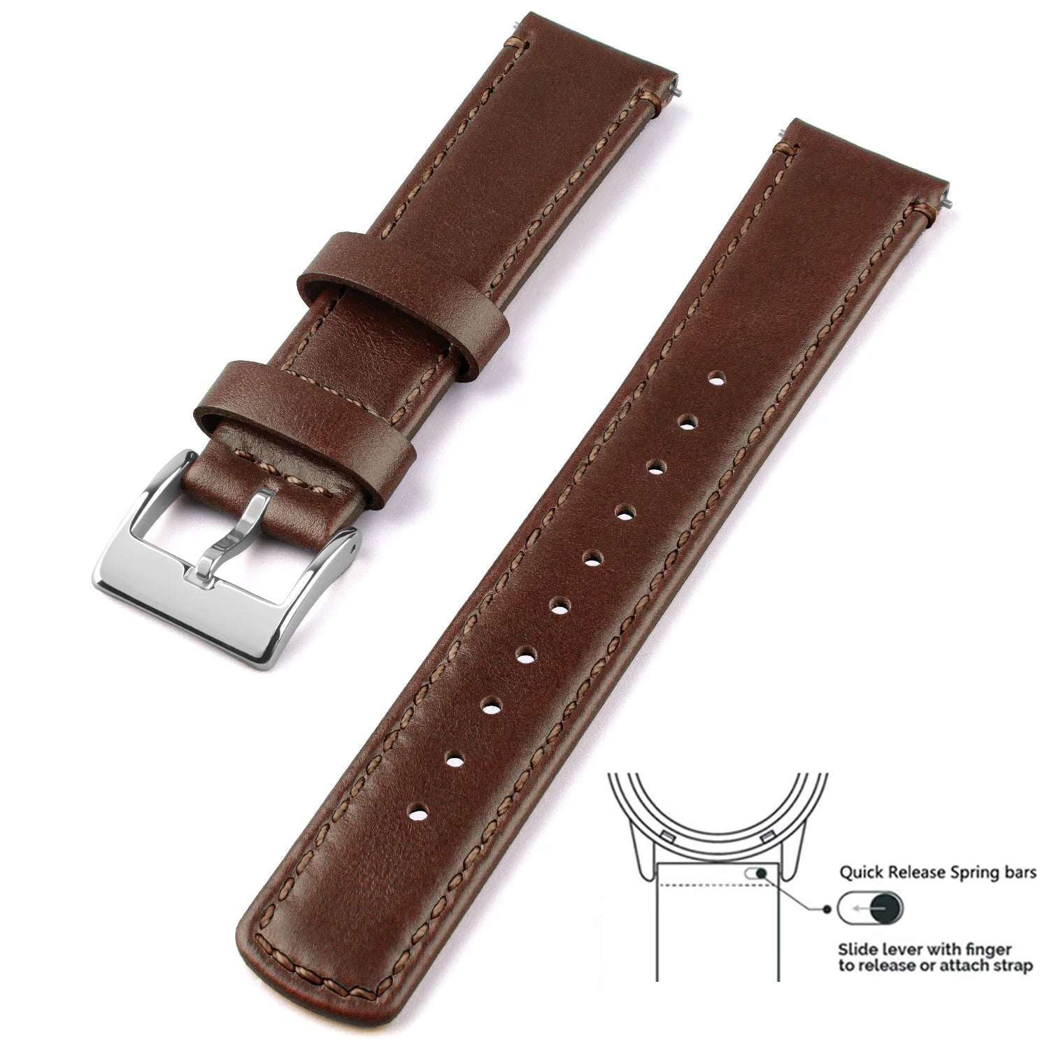 Top Grain Genuine Leather Watch Band, Quick Release 20mm/22mm Watch Strap,  Fits Samsung Galaxy Watch, Men and Women Watch band
