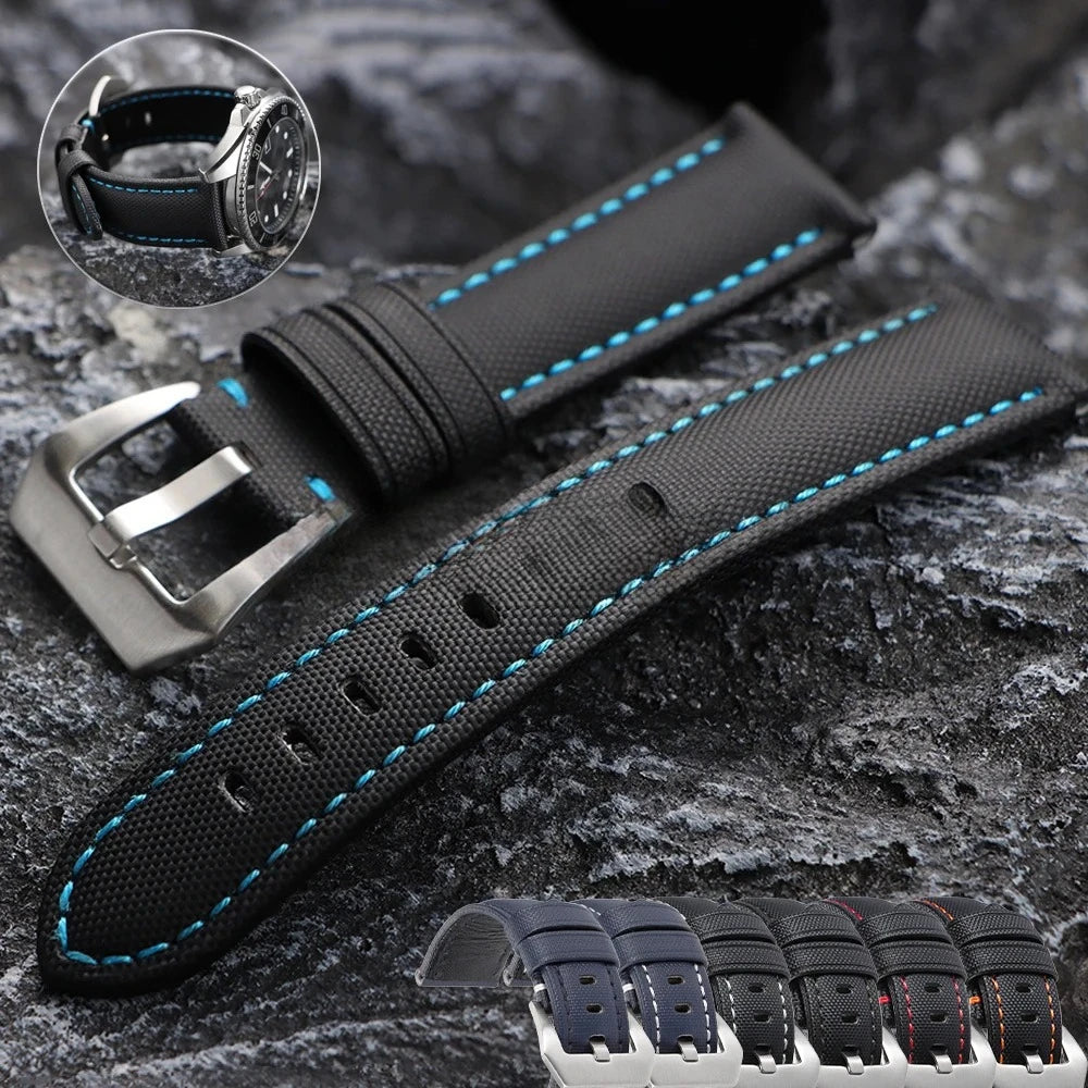 Genuine Sailcloth 20mm 22mm 24mm 26mm Watch Band Premium Sailcloth Strap Waterproof Soft Nylon Quick Release Bracelet Wristbelt