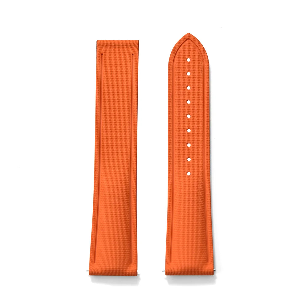 Premium Grade Soft FKM Rubber Watch Strap 20mm 21mm 22mm Perfect Fit Flat End Universal Quick Release Watch Strap