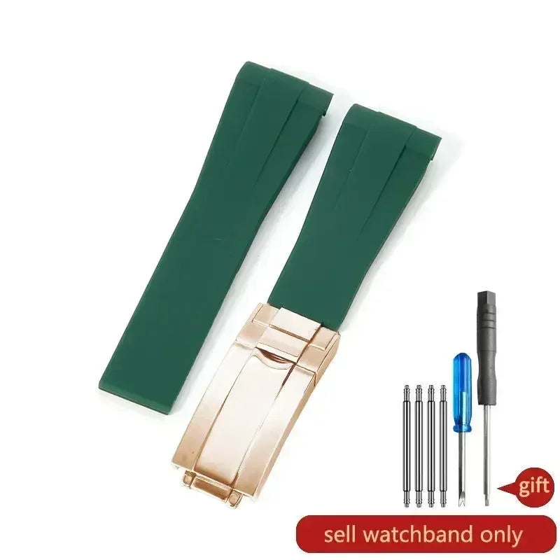 For Rolex Silicone Watch Accessories Original GMT Black Submariner Green Submariner Curved Interface Watch Strap 20 21mm