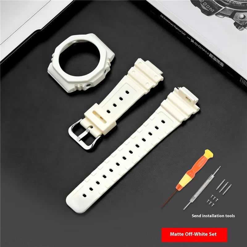 Resin Watch Strap Case Bezel for Casio G-SHOCK GA-2100 GA-2110 Men Sport Waterproof Rubber Watch Band Modifying Kit with tools
