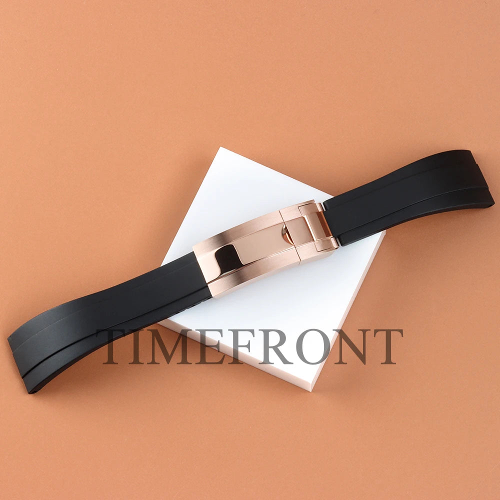 20mm Rubber Strap Solid Stainless Steel Buckle For Rolex Submariner GMT Yacht Daytona Oyster Date Explorer GMT Watch Band Accessories